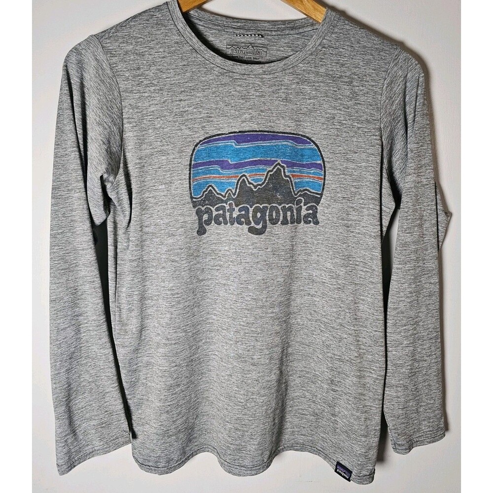 Patagonia Capilene Cool Daily Womens SMALL Long Sleeve Graphic Shirt Mountain